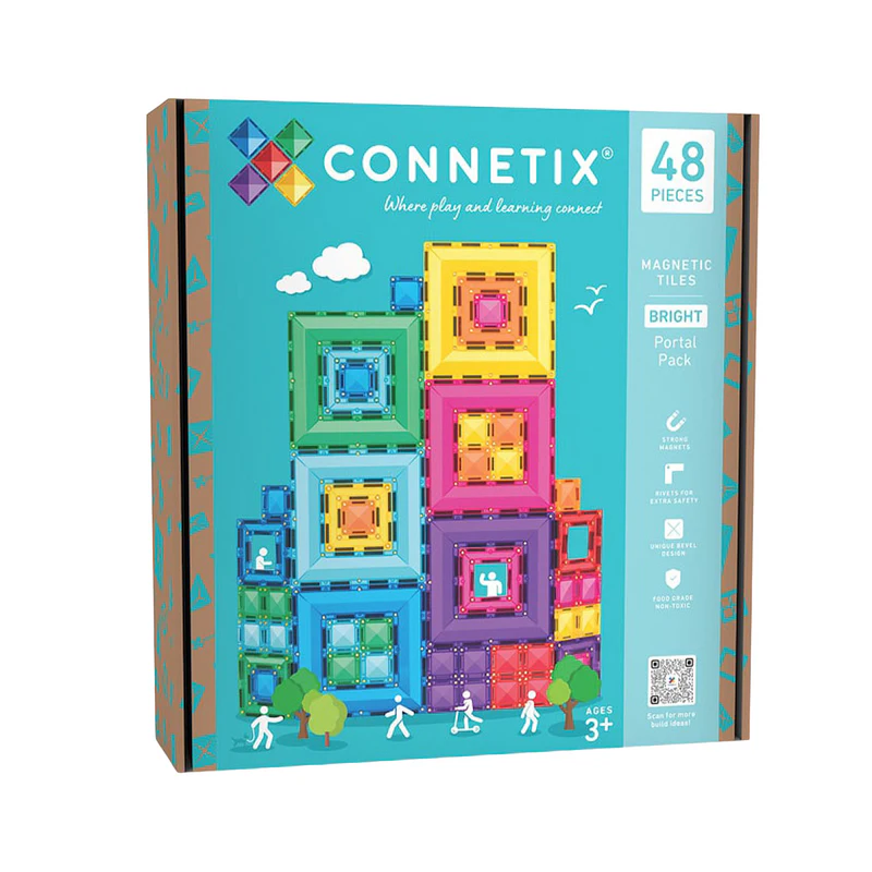 Connetix magnetische tegels Bright Portal Pack 48 stuks met kleurrijke doorzichtige vormen